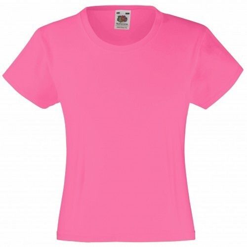 Girl'S Lightweight Perfect Breathable & Comfortable Soft Cotton Fabric Plain Pink T Shirt