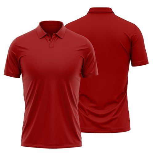 Half Sleeves Cotton Red Mens Polo T Shirt