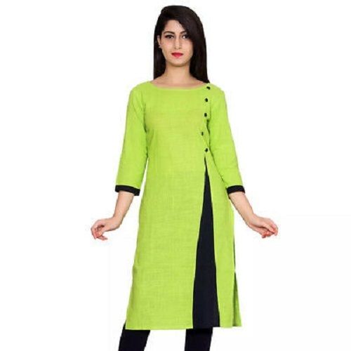 Ladies Plain Pattern Fancy 3/4 Sleeve and Round Cotton Kurti