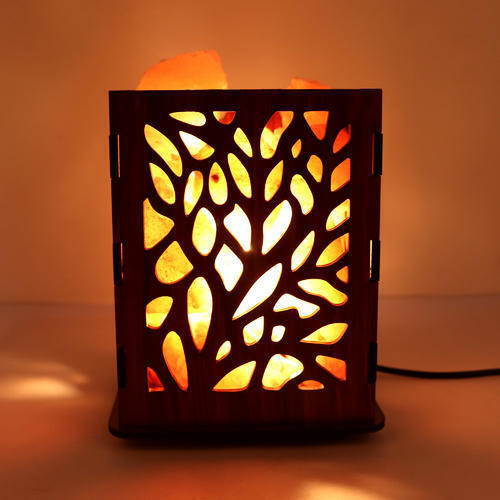 Mdf Wood Material Electric Power Source Screen Rectangle Shape Antique Rock Salt Lamp 