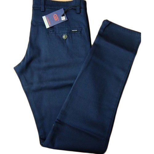 Blue Soft Breathable Mens Cotton Formal Pant