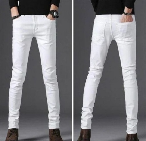 मेटल वॉशेबल और आरामदायक प्लेन सफ़ेद कैज़ुअल वियर पुरुषों की डेनिम जींस