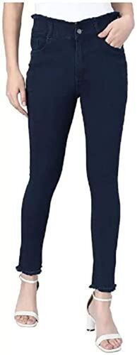 Dark Blue Casual Denim Jeans - Slim Fit Washable Straight Style for Girls | Perfect Seasonal Comfort and Durability
