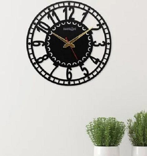 12 Inch Dimension Glossy Finish With Big Bold Numbers Round Decorative Wall Clock 