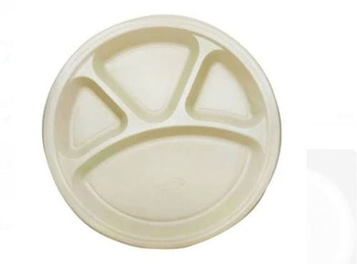 12 Inches Size With 4 Partition Plain White Round Disposable Plates