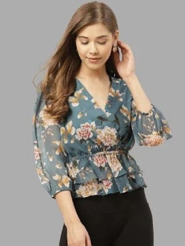 Comfortable And Breathable Casual Wear Floral Printed Western Top