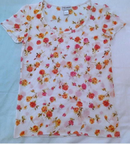 For Ladies Causal Wear Pink And White Printed Short Sleeves O Neck Cotton Ladies Top 