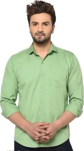 Green Party Wear Comfortable And Easily Washable Breathable Men'S Cotton Shirts 