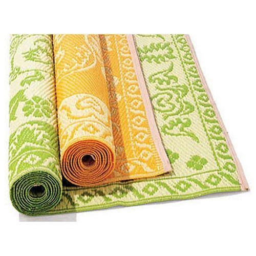 Rectangular Shape Green And Yellow Printed Light Weighted Plastic Mat