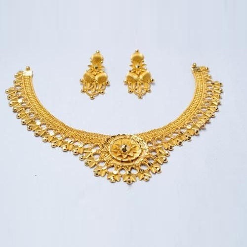 22K Beaded Pattern Gold Necklace | PC Chandra
