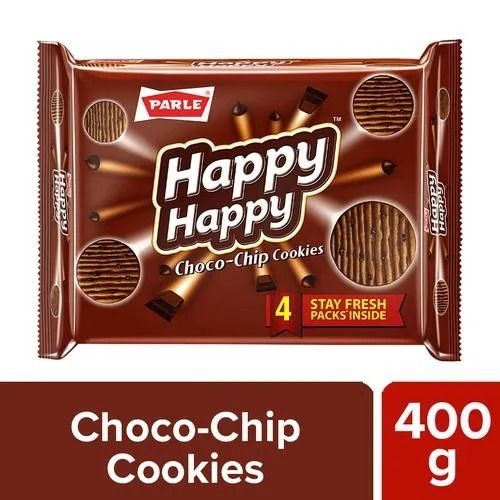Sweat And Delicious Round Brown Sweet And Crispy Parle Happy Happy Choco Chip Cookies 