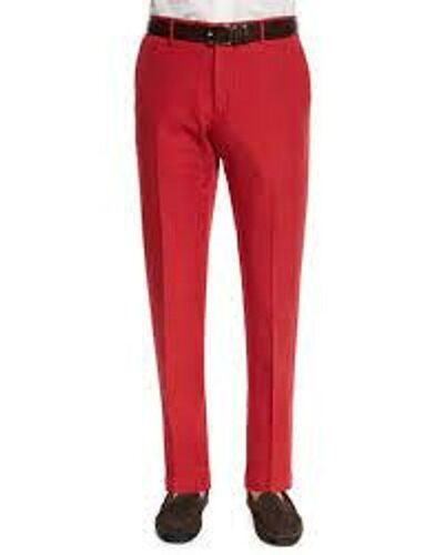 Tear Resistance Comfortable To Wear And Casual Look Slim Fit Red Mens Trouser