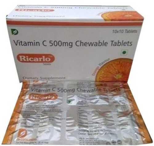  विटामिन सी 500Mg चबाने योग्य रिकार्लो 10X10 टैबलेट सामान्य दवाएं 