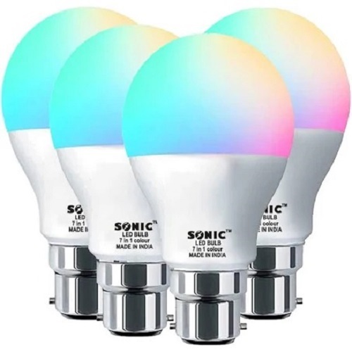 7 Watt 220 Volt Multicolor Round Shape Plastic LED Bulb - Ceramic Body, IP55 Rated, Indoor & Outdoor Use, Pack of 6 Bulbs, 100 Grams