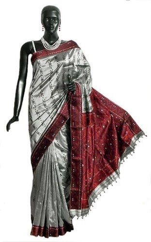 Grey And Marron Party Wear Beautiful Breathable Designer Traditional Silk Saree Load Capacity: 150-250  Kilograms (Kg)