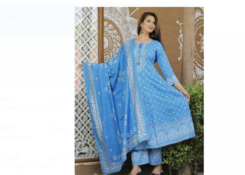 Ladies Casual Quarter Sleeves Printed Ready-Made Salwar Suit