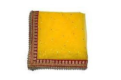 Resistance Against Shrinkage Comfortable To Wear And Long Sized Yellow Silk Designer Dupatta