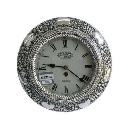 Silver Round Wall Clock