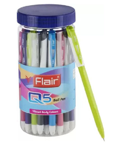  5 Inches Length Plastic Body Blue Ink Flair Ball Point Pen