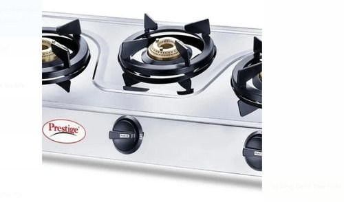 5 Kilograms Silver Color Stainless Steel Three Burner Prestige Gas Stove 