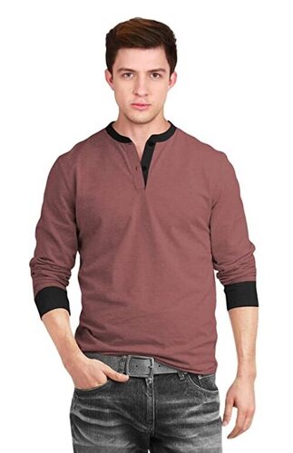 काली सबसे अच्छी क्वालिटी, सॉफ्ट फ़ैब्रिक और स्लिम फिट पुरुषों की कॉटन पिंक (गुलाबी) फुल स्लीव टी शर्ट