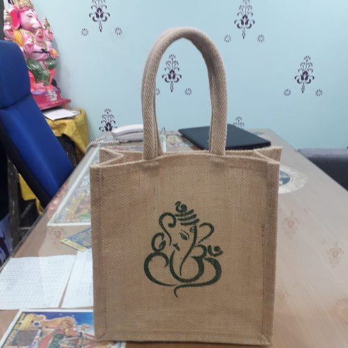 Natrual Printed Cute small jute bag, Size: 10x10x5