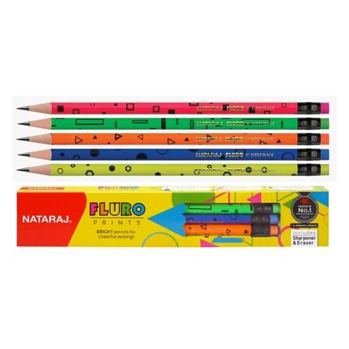 Gray Pack Of 10 Pencils 17 Cm Length Multicolor Wooden Fluro Prints Natraj Pencil 