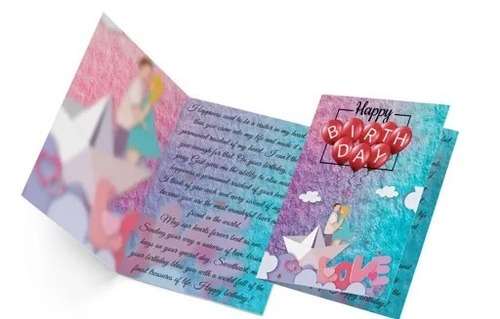 Paper Rectangular Folded Style Happy Birthday Greeting Wish Card