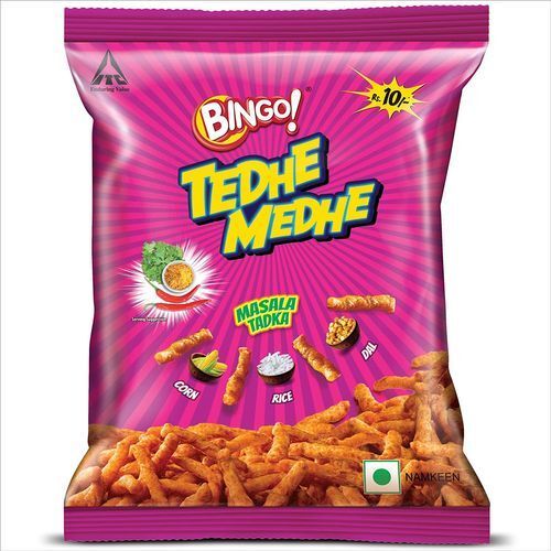 Spindle-Shaped Snack Natural Tasty Namkeen Bingo Tedhe-Medhe Masala Tadka