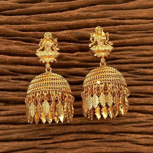 Wedding Girls Antique Plain Gold Earring