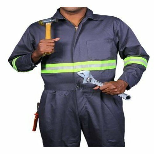 With Reflective Tape 225 Gsm Navy Blue Paint Coverall Industrial Wear