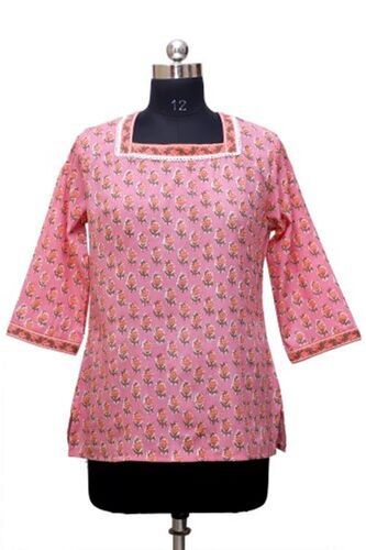 Automatic Women 100% Pure Cotton Breathable And Comfortable Short Kurti