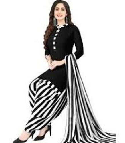 Women'S Comfortable Stylish Attractive Black White Mix Super Cotton Suits Size: Standard