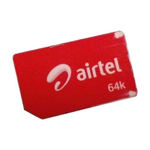 Red Color Rectangular Airtel Sim Card