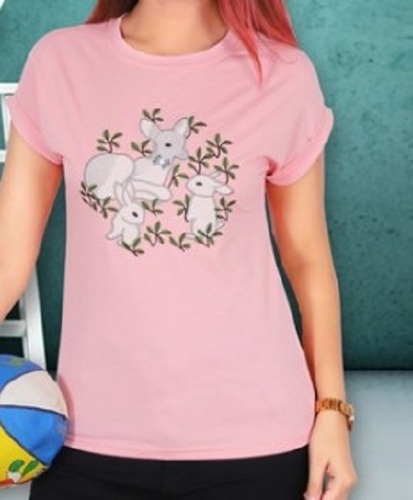 आरामदायक और धोने योग्य कैज़ुअल वियर राउंड नेक लेडीज़ कॉटन टी शर्ट