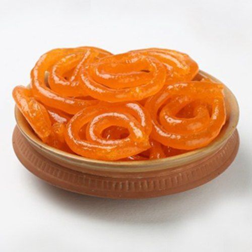 Indian Popular Sweet Dish Crunchy Tasty With Bright Orange Kesar Jalebi