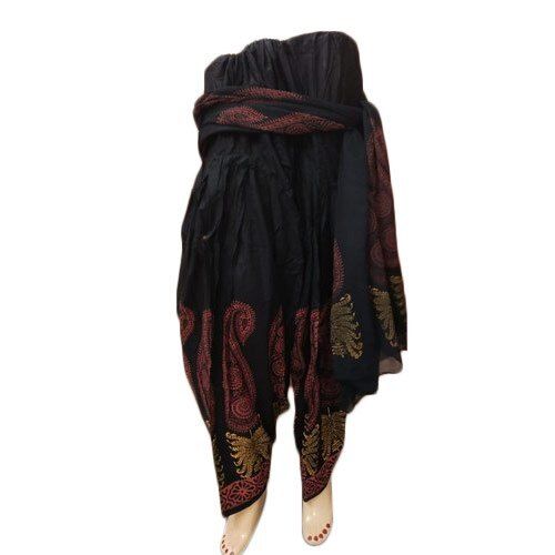 Ladies Cambric Block Print Patiala Cotton Salwar With Dupatta