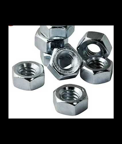 Mild Steel Fastener Nut, Hex Shape And Threaded, Silver Color, 1 Inch Size