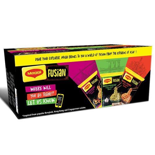 3 Flavors Yummy Sweet and Spicy Maggi Fusian Noodles, Pack 876 Gm