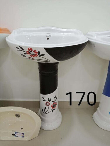Eco Friendly Scratch Resistant Lovato Black Crecear Vitrosa Ceramic Pedestal Wash Basin