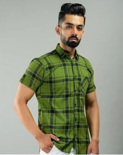 Full Sleeves Washable And Comfortable Green Stylish Men'S Cotton Shirts