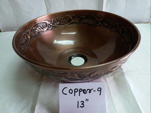 Long Lasting Shine Undermount Installation Round Copper Sinks Wash Basin Size: Available In Size Of 12 Inch