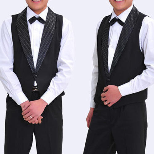 Men'S Black And White Formal Comfortable Material Restaurant Uniform