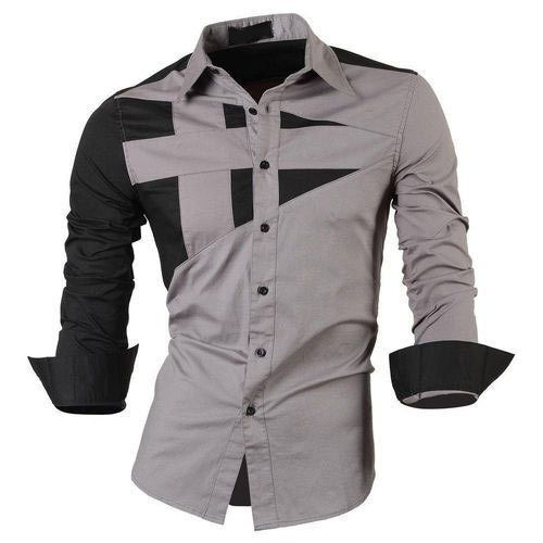 Party Wear Black And Grey Men Stylish Shirt