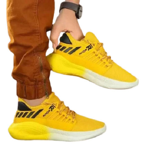 Stylish Comfortable And Light Weight Yellow Running Mens Sports Shoes