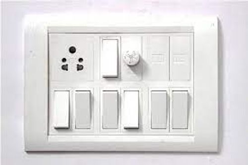 White Shock Proof Plastic Electrical Switch Board With Fan Regulator And Socket