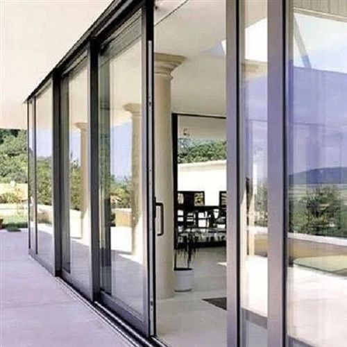 Brown Rectangular Aluminum Modern Look Transparent Sliding Door  Application: Baking