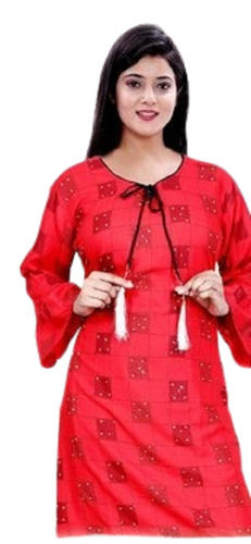 Casual Wear Comfortable And Washable Printed Quarter Sleeves Cotton Ladies Kurti