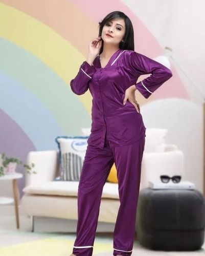 Pink top with printed blue bottom hosiery cotton women night suit from  libas loungewear-FPS055