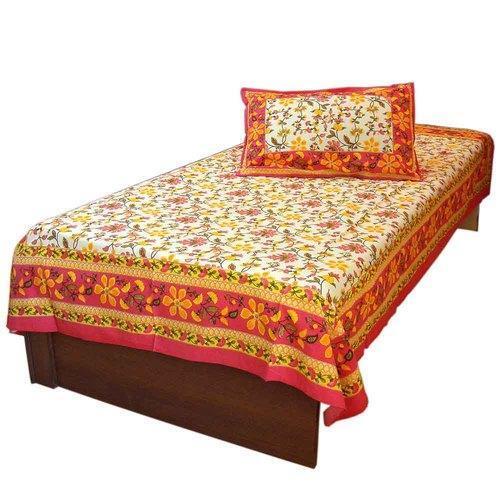 Multi Colour Cotton Printed Bed Sheet